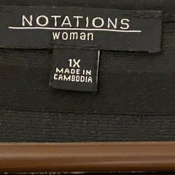 NWT. Notations brand, Black, Sparkly Sequins Top 3/4 sleeves and Ruffles - Picture 7 of 9